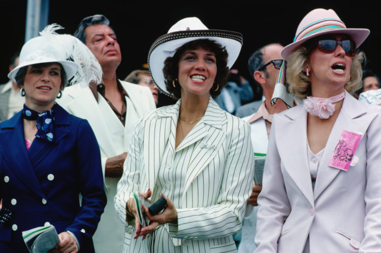 A group of fashionable women at the Derby in 1977