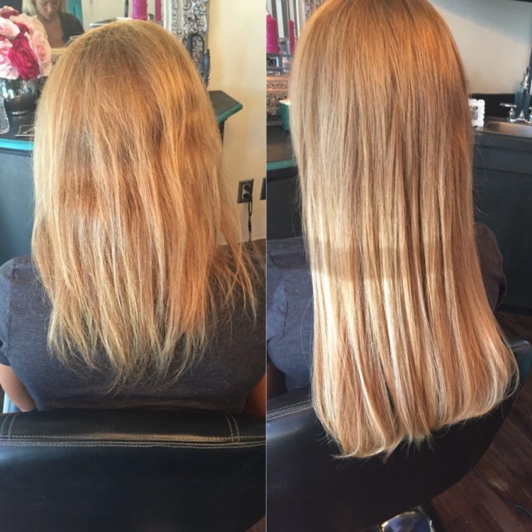 Before and after extensions, courtesy Ashley's Hair Extension Studio