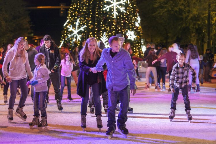 12/14/13--Ice Skaters take to the ice at the annual CitySkate ice rink at CityScape Phoenix, located in the middle of Central Avenue.