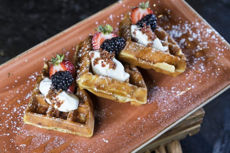 Blackberry Bacon Waffle at Aritzen at The Camby